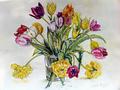 bunte Tulpen in Vase